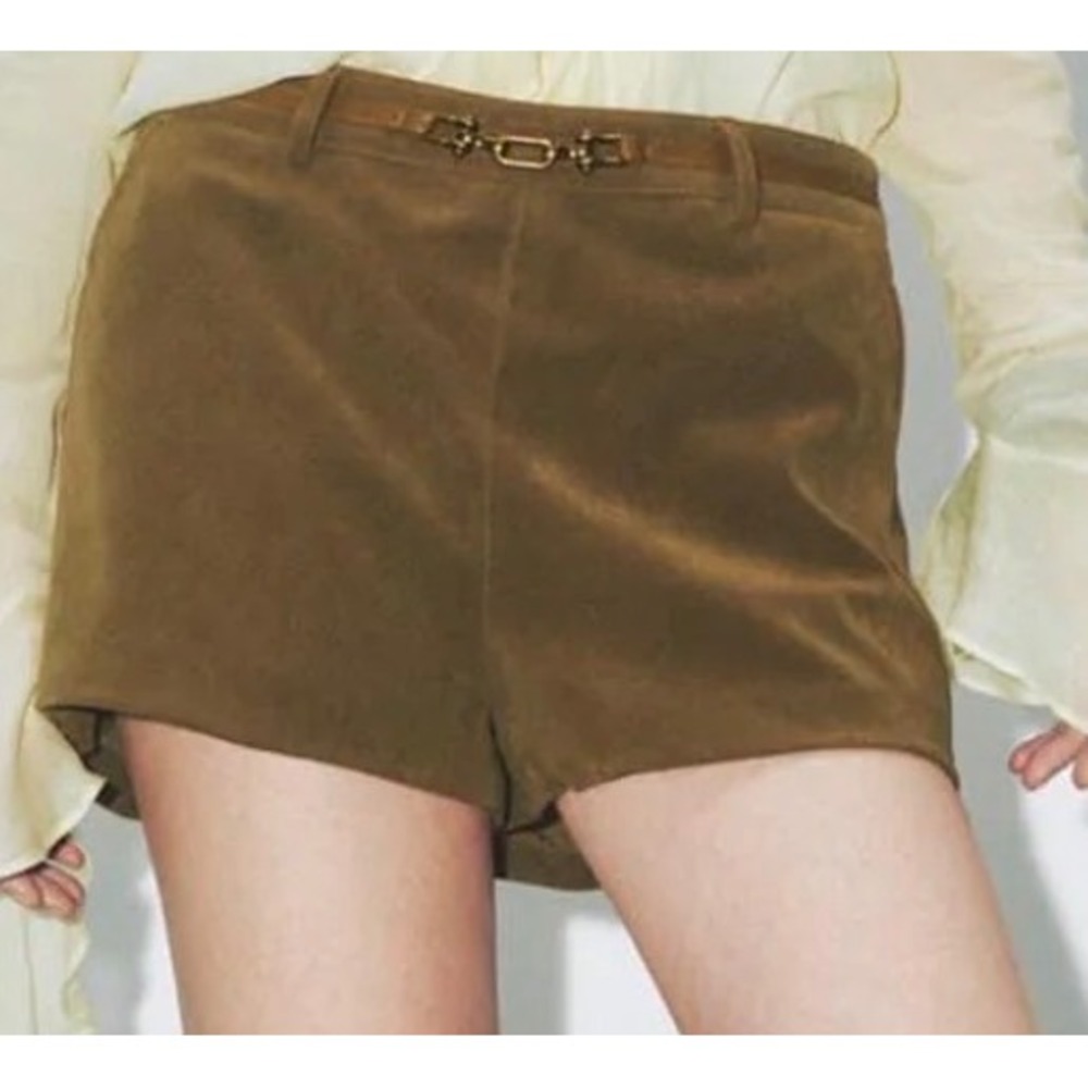 URBAN REVIVO Women's Shorts Dark Brown Suede Belted‎ Size XXL